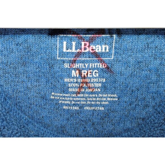 LL Bean Sweater Fleece Full Zip Jacket Rugged Knit Blue Size M - Picture 8 of 10